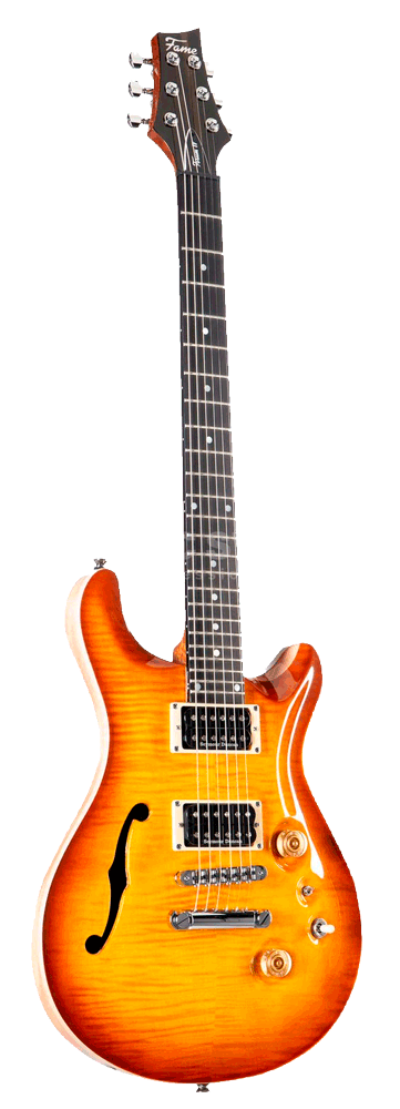 Fame Forum IV Modern Semi-Hollow Honey Burst Highgloss
