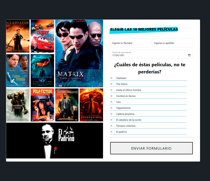 Portada de la página de formulario de encuesta en PHP